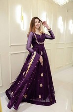 New Launching Georgette Gown With Wine Dupatta For Traditional Wear