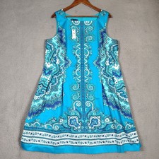 RSVP by Talbots Dress Women's 16WP Blue Paisley A-Line Sleeveless Preppy NWT