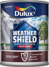 Royal Berry High Gloss Exterior Wood Metal Paint Dulux Weathershield 750ml