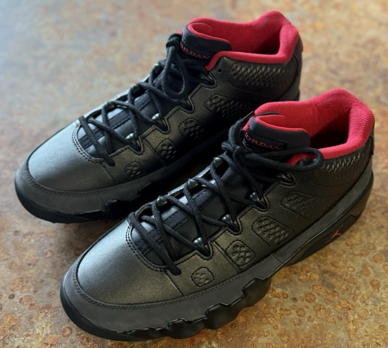 AIR JORDAN MEN'S 9 G GOLF SHOES BLACK DARK CHARCOAL RED SIZE 10