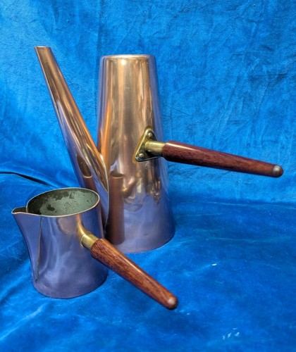 Vintage Mid Century 'ARGY' Europe Copper Coffee Pot And Creamer Jug