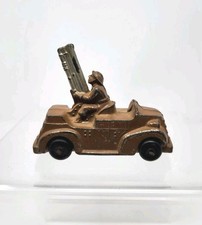 Barclay BV4 151 Army Truck w/ Gun 2-3/4in long Brown Metal Soldier Vintage