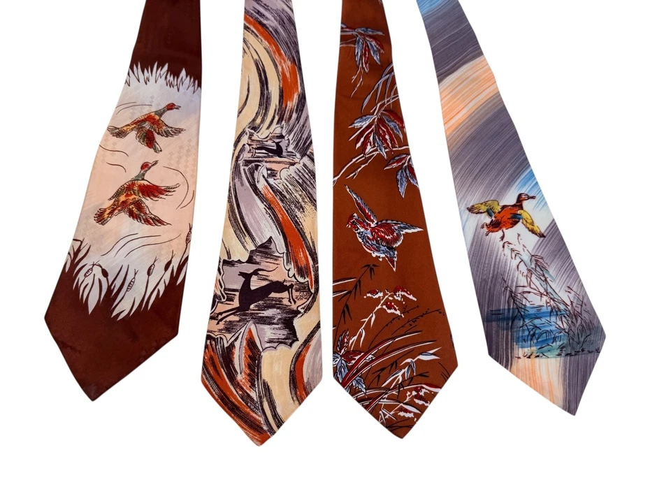 23X 1940s Vintage Men’s Neck Tie Lot | Swing Era Silk Rayon MCM Novelty Neckties - Image 3 of 4