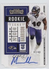 2020 Panini Contenders Rookie Ticket Stub 7/40 Malik Harrison #176 Auto 4e9