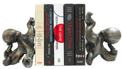 Ebros Nautical Sea Monster Octopus Bookends Set Statue Antique Bronze Finish