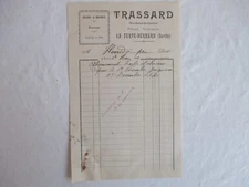 Ancienne facture - papier à entête Trassard grains & graines (Sarthe) - 1912