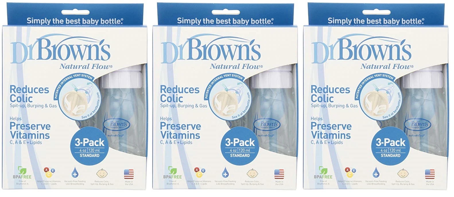 Dr. Brown's BPA Free Natural Flow Standard Neck Bottle, 4 oz, 9 Bottles
Opens in a new window or tab