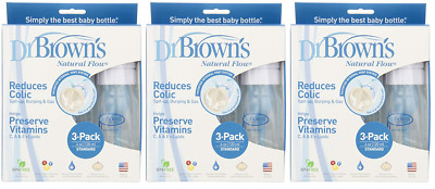 Dr. Brown's BPA Free Natural Flow Standard Neck Bottle, 4 oz, 9 Bottles