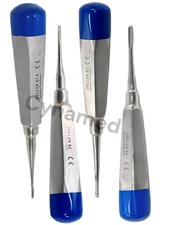 GERMAN 4 PCS STRAIGHT DENTAL SURGERY EXTRACTING EXTRACTION LUXATING ELEVATOR-BLU