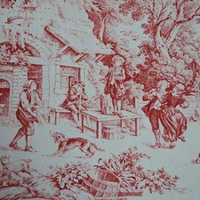 Toile de Jouy Stoff | Bordeaux Rot | 100% Baumwolle | Direkt aus Frankreich