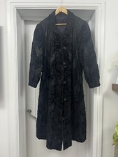 Women Black Karakul Lamb Fur Full Length Coat Xl-xxl