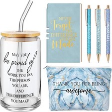 6-Pcs Employee Appreciation Gift Set for Women, Thank You Gifts, Cup, Bag, Blue