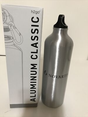 NEW h2go Aluminum Classic Water Bottle 24 oz -Silver w/ Key Ring