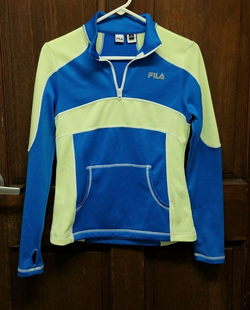 FILA Sport Performance Giacca Pullover Donna Sportivo 1 4 Zip Blu e Verde Tg S