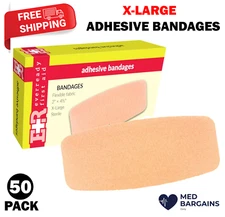 Ever Ready First Aid Adhesive Bandages 2" x 4-1/2"  X-Large Flexible - 50 Pack