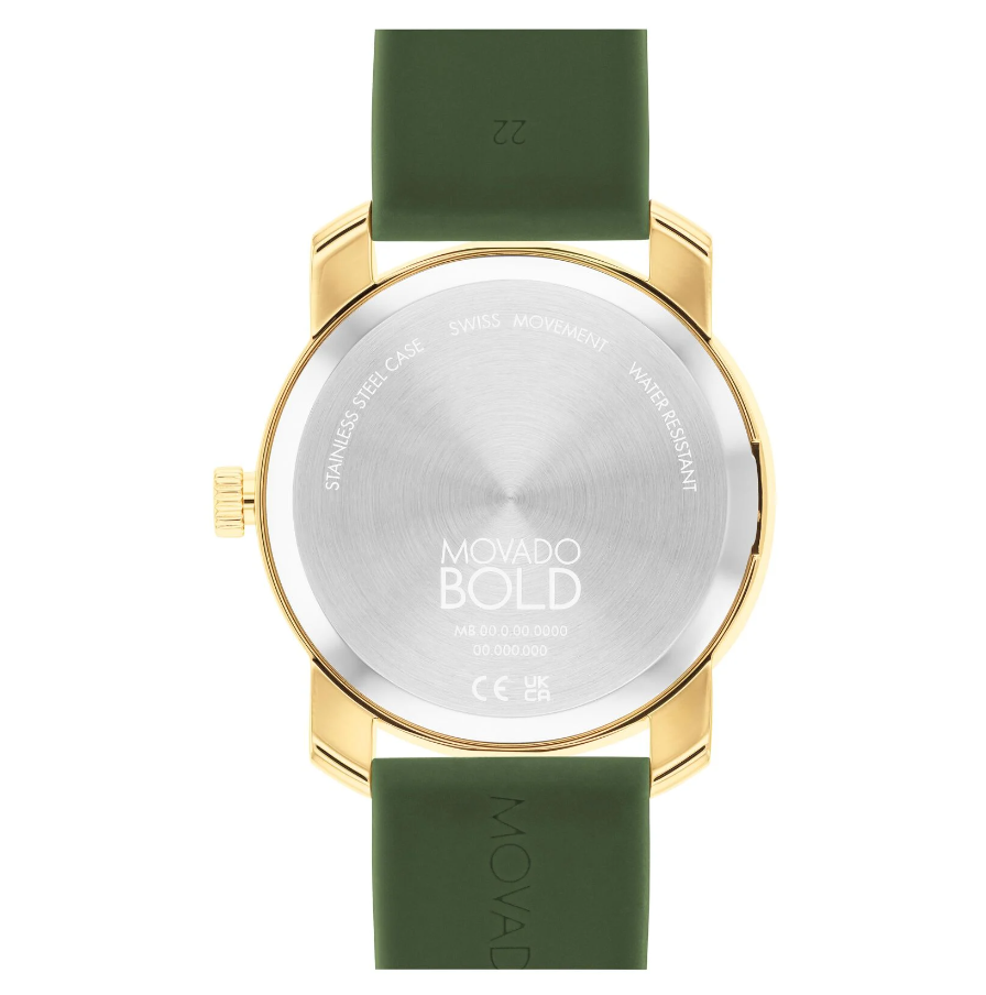 MOVADO BOLD 3601037 TREND PROPEL GOLD DIAL GREEN SILICONE STRAP