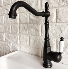 Black Finish Brass Swivel Spout Kitchen Sink Faucet Bathroom Basin Taps 2nf387