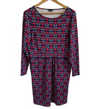 Talbots Effortless Jersey A Line Dress Ditsy Flip Red Tulip Medium Nylon Career