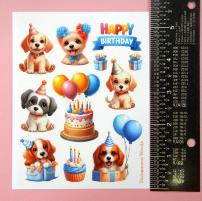 犬の誕生日シールシート Happy Birthday Dogs Sticker Sheet | eBay