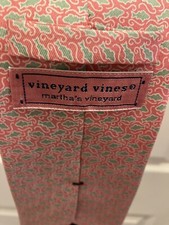 Vineyard Vines Pink Green Shark Mens Tie 100 Silk Coastal Preppy