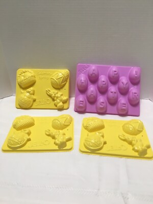 4 Jello Molds EASTER SPRING BUNNY EGG BASKET HAPPY EASTER Makes 24