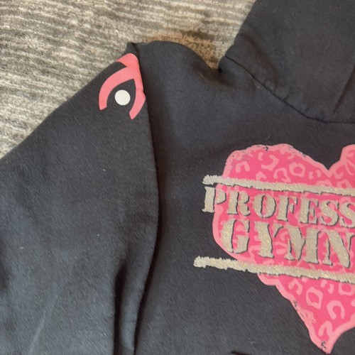Gymnast Youth Small Hoodie Professional Spelled Out Sweatshirt Heart Pink Black - Picture 3 of 13