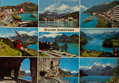 Posted Brunnen Axenstrasse Lake Lucerne Switzerland Postcard