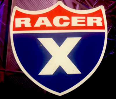 Racer X sticker. *Glossy*Finish. Approx Size:  2-3/8 X 2   Self Adhesive