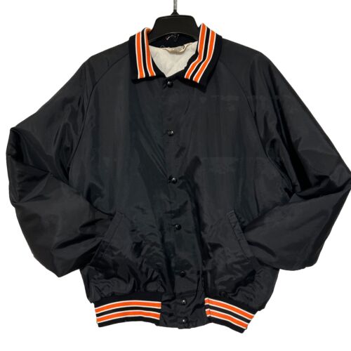 Vintage Satin Bomber Jacket Black Size L Orange Stripe Orioles