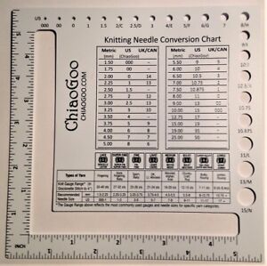 Knitting Needle Gauge Conversion Chart