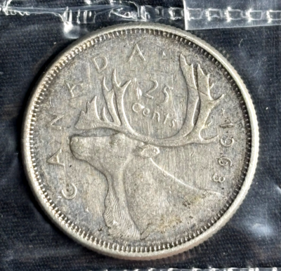 3 x ~ 1963 Canada 25 Cent Coin – Elizabeth II – 80% Silver – VF