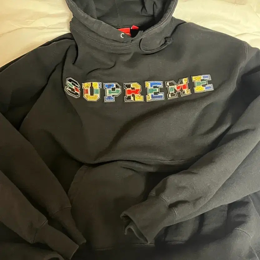 Supreme College Aite Patchwork Leather Hoodie - P… - image 2