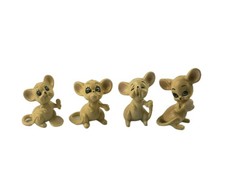 Vintage Josef Original Marked Hong Kong Plastic Celluloid Yellow Mice Figurines