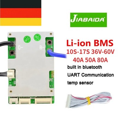 JBD 10S-17S 36V-60V 40A 50A 80A Li-ion Smart BMS Same Port Balance +Bluetooth DE