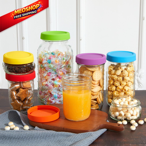 Teenyyou 6 Pcs Silicone Wide Mouth Lids Mason Jar 86 mm, Classic  - Picture 6 of 7