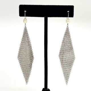 Tiffany & Co. Sterling Silver Pearl Mesh Drop Earrings