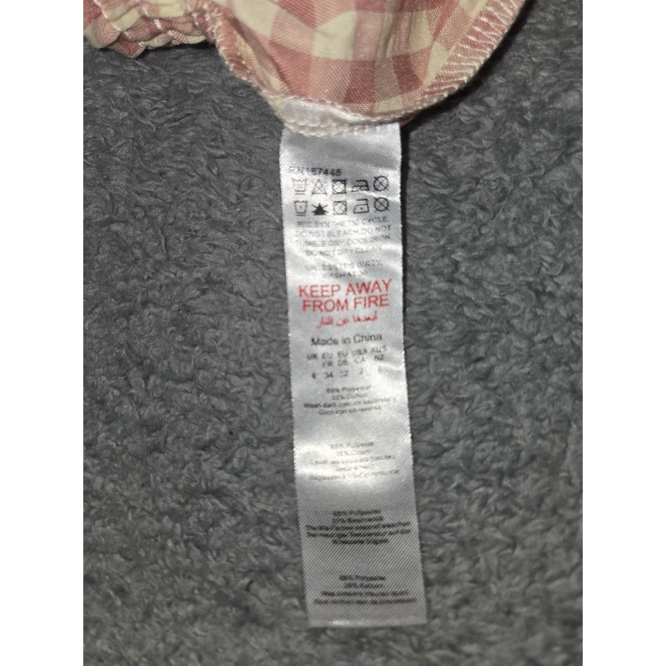 Boohoo Gingham Ruffle Hem Floppy Shorts Dusty Red Pink Elastic Waist Casual NWT - Image 4 of 4