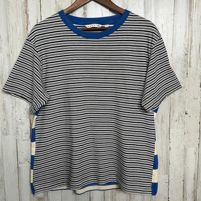 Marni x Uniqlo Striped Shirt Mens Large Blue Black White Boxy Artsy City Boy EUC