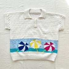 Vintage Grandma Short Sleeve Knit Polo Shirt Beach Cottagecore Y2K Grunge