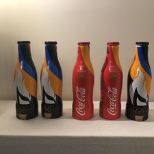 Original London 2012 Olympic 2x Cola, 3x Coke Zero bottles Limited Edition, New 