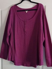 Top térmico Henley manga larga Terra & Sky 4X rosa magenta oscuro