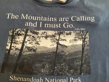 Men's 2XL T shirt Long Sleeves, Shenandoah Ntl Park, John Muir Quote, Blue