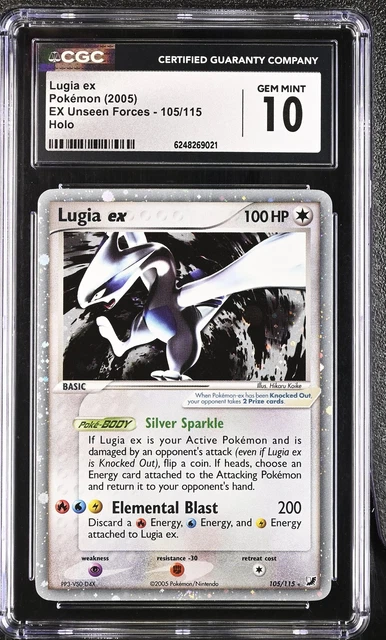 CGC 10 GEM MINT Lugia EX 105/115 EX Unseen Forces Holo Pokemon Card