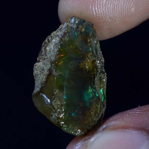 11.90 Cts 100% Natural Welo Fire Ethiopian Oil Opal Rough Cab Gems Ring Nacklace - Picture 2 of 10