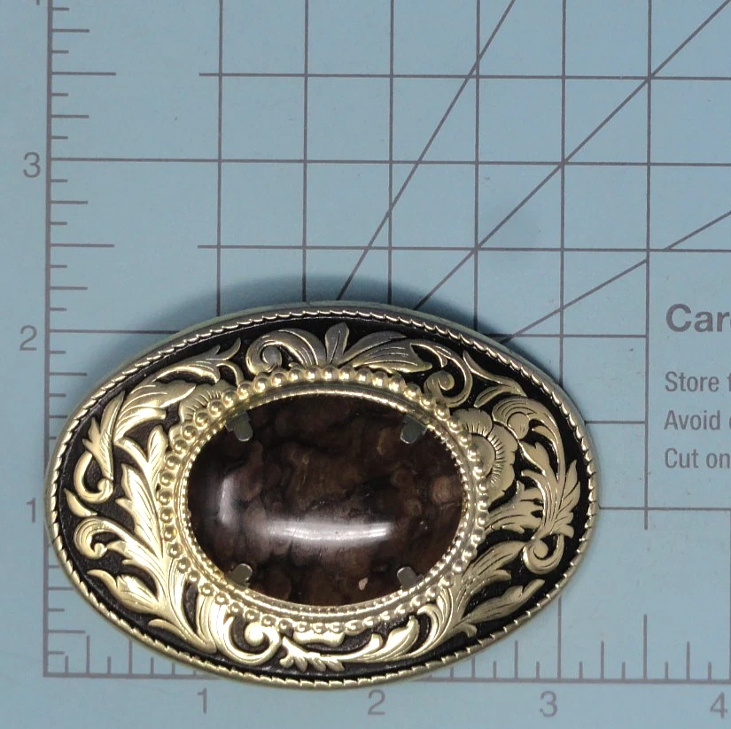 Cowboys Western Belt Buckle Floral Scroll Cowgirl Biggs Jasper Vtg 80s .CPA726 - Image 3 of 4