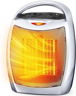 Electactic Portable Ceramic Space Heater & Fan - Silver 1500W Rapid Heating