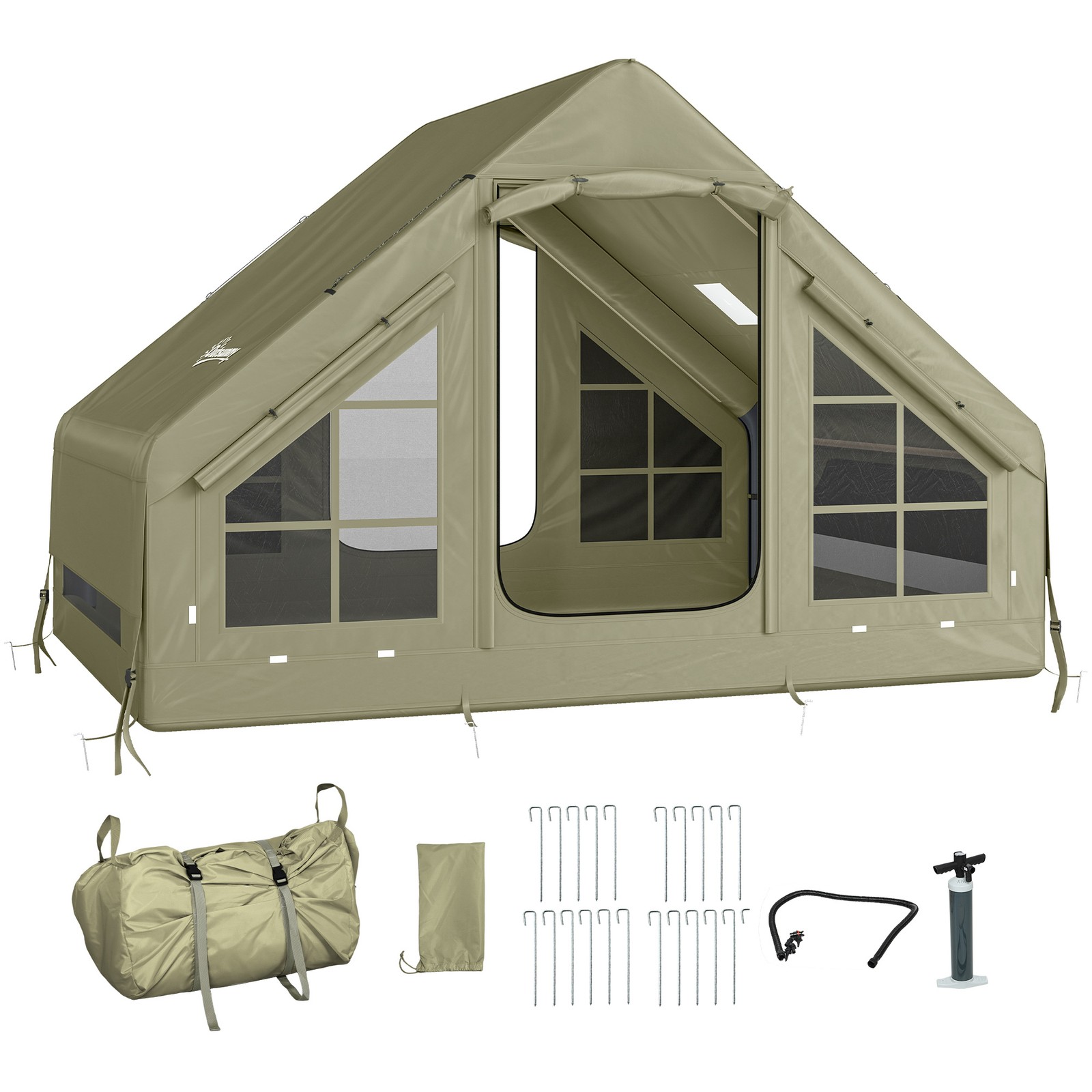Outsunny Inflatable Camping Tent with Pump, 2-4 Person Glamping Tent