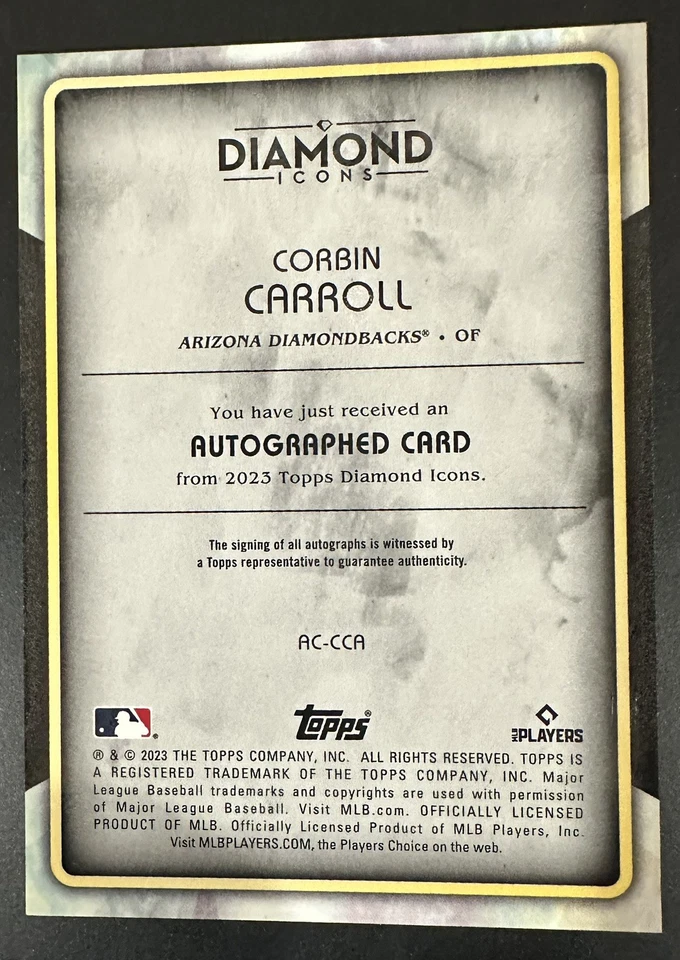 2023 Topps Diamond Icons Autographs Corbin Carroll RC Gold /10 - Image 2 of 2