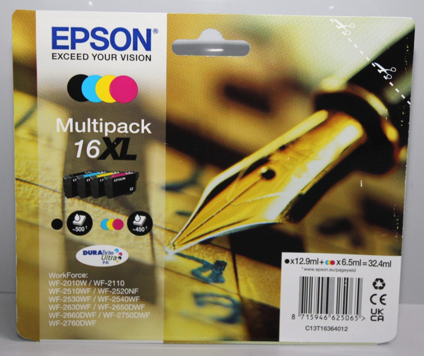 Epson 16XL T1636 Multipack 4-Farbig Original Tinte C13T16364012 NEU-image