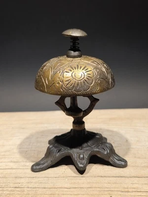 Antique Vintage Style Ornate Brass Table Desk Bell